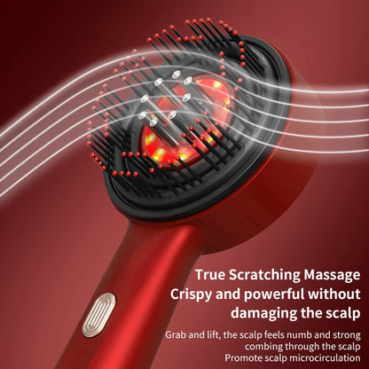 Electric Scalp Vibration Massage Comb Infrared Head Knead Massager Red