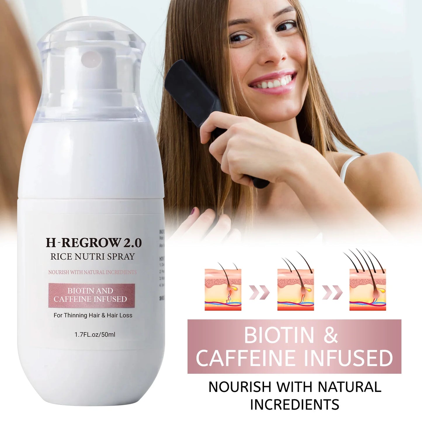 Hair Spray Rice Water Strong Hair Follicle Root Thick Loss Prevention