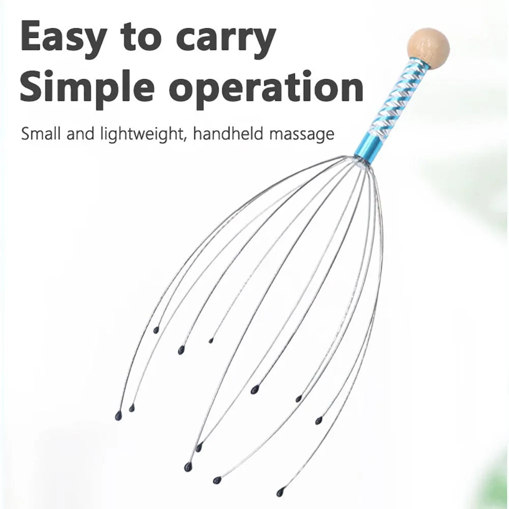 1Pc/2Pcs Handheld Head Massager Stainless Steel Engraved Head Massager