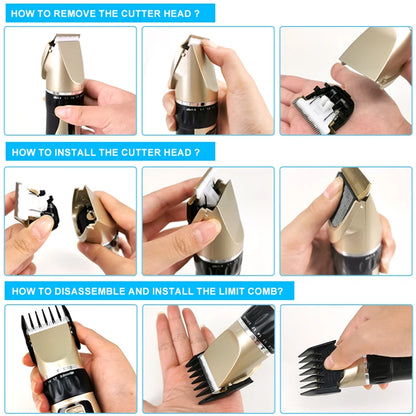 Electric Hair Clipper Professional Trimmer Household Waterproof LED Display Men Hair Trimmer USB Charging Haircut Tools Set
