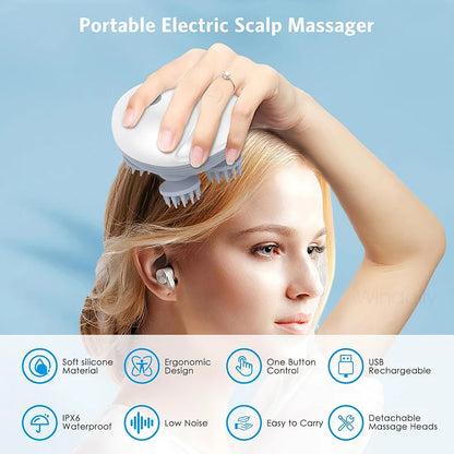 Electric Scalp Head Massager Kneading Vibrating Device Health Care