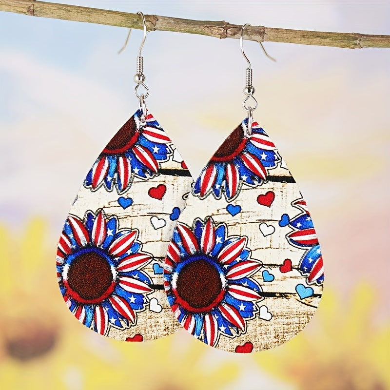 Womens Sunflower And Five-Pointed Star Earrings