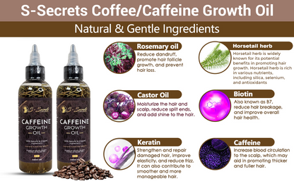 Caffeine Hair Growth Oil 2oz - Hair Growth Oil For Thinning, Balding