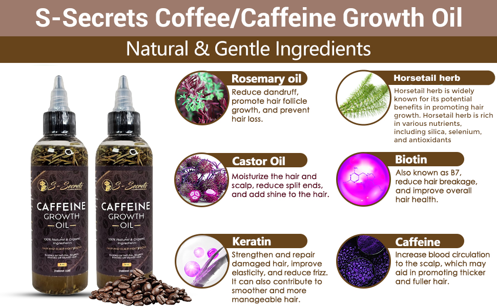 Caffeine Hair Growth Oil 4oz - Hair Growth Oil For Thinning, Balding