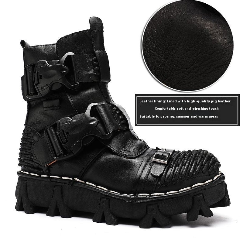 Cowhide Motorcycle Shoes Workwear Men's Boots