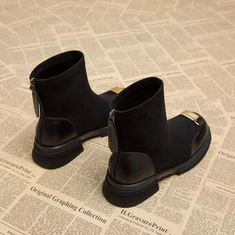 Height Increasing Stitching Short Thick Bottom Chunky Heel Martin Boots