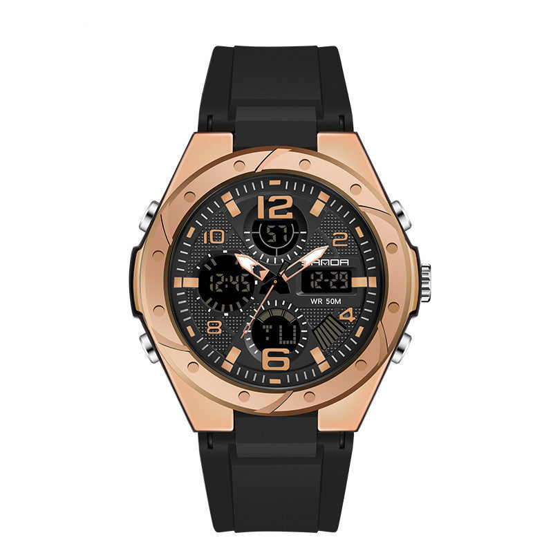 Men's Dual Display Waterproof Luminous Couple Sports Electronic Watch