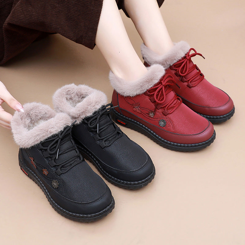 Womens Fleece-lined Extra-thick Cold-weather Cotton Boots
