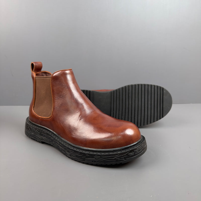 British Retro Round Toe Chelsea Boots Men's Shoes