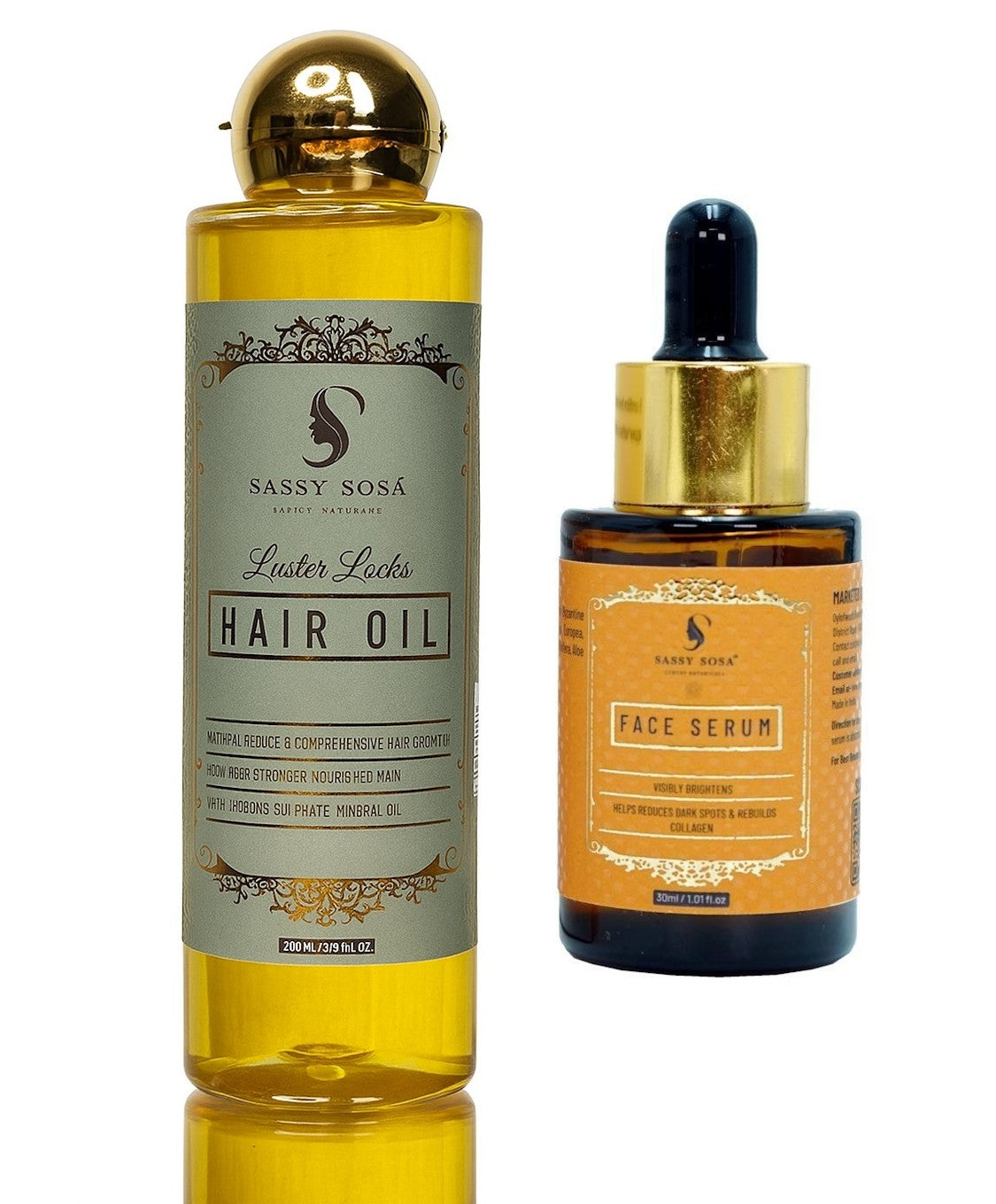 Combo of  Luster Locks Hair Oil & Brightening Face Serum
