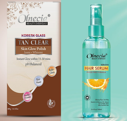 Combo of Tan Clear Skin Glow Polish-Brown & Keratin Hair Serum