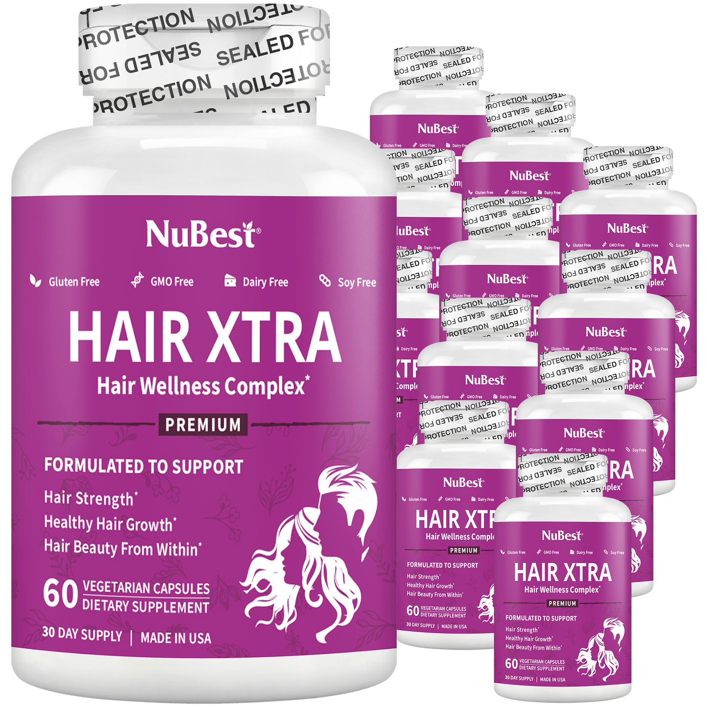 Hair Xtra Hair Growth Support for Men & Women, 60 Vegan Capsules