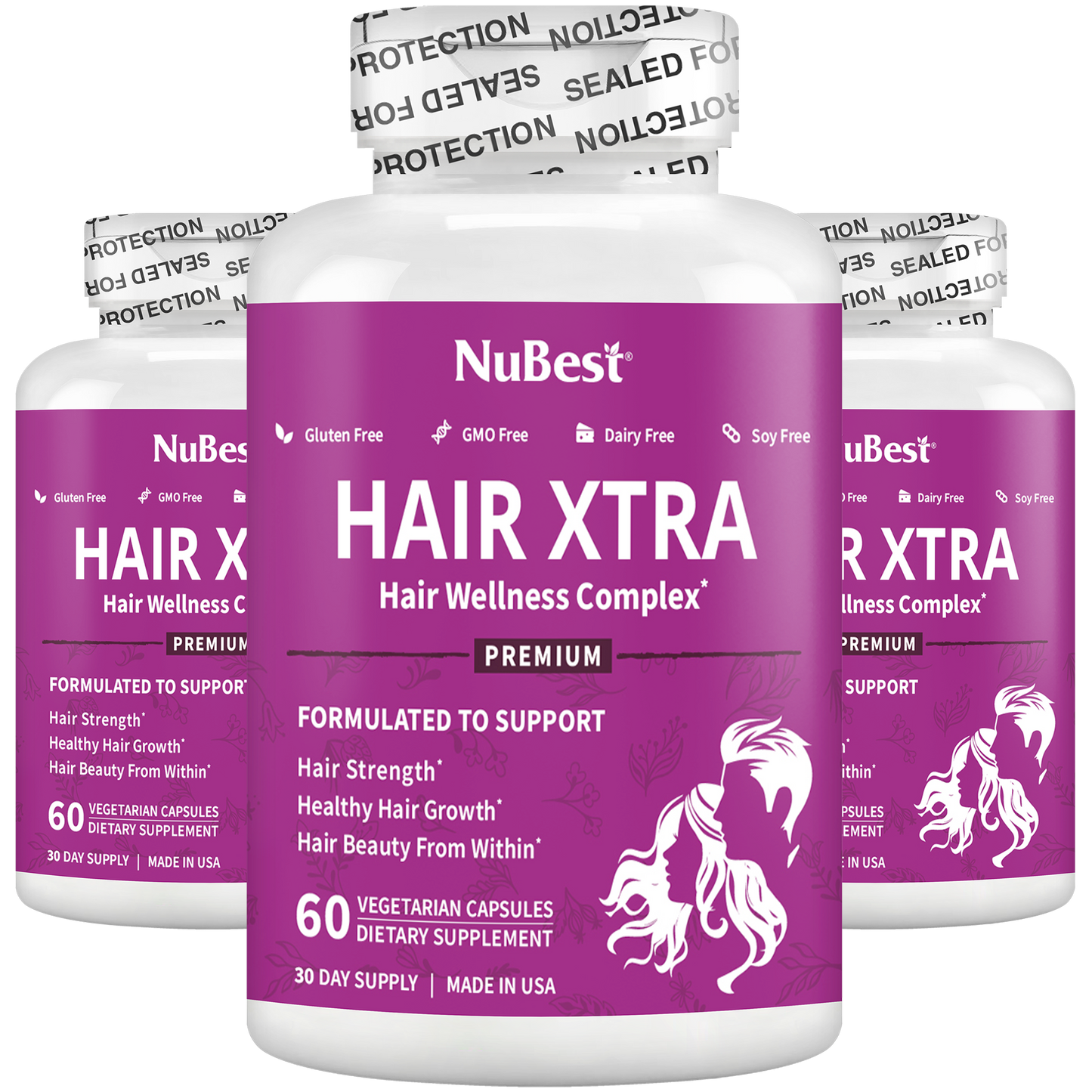 Hair Xtra Hair Growth Support for Men & Women, 60 Vegan Capsules