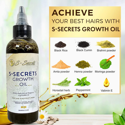 S-Secrets Scalp Stimulator Hair Growth Oil 4oz - Herbal Biotin &